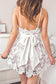 A-Line Spaghetti Straps Short Lace V Neck Ivory Homecoming Dress with Bowknot JS658