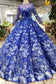 Ball Gown Blue Round Neck Prom Dresses with Beads Lace up Quinceanera Dresses JS784