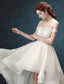 Ivory High Low Off the Shoulder Bridal Dress With Appliques Beach Wedding Dress W1004