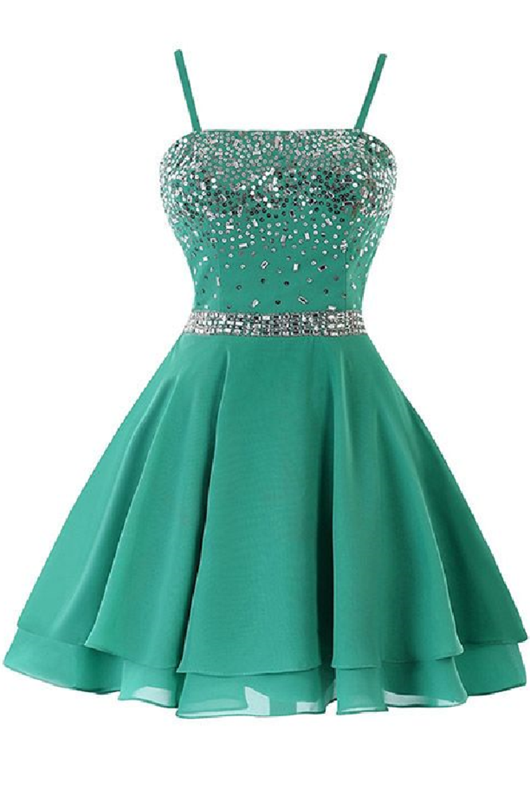 New Arrival Homecoming Dresses A Line Spaghetti Straps With Beads Chiffon