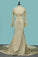 Mermaid Wedding Dresses Scoop Long Sleeves Spandex With Applique