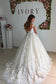 Ball Gown Lace Appliques Tulle Backless Cap Sleeve Wedding Dresses Bridal Dresses JS333