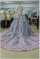 Pretty Light Blue Ball Gown Long Backless Wedding Gowns Quinceanera Dresses