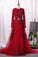 Scoop Long Sleeves Prom Dresses Mermaid Tulle With Applique And Beading