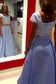 Cap Sleeves 2 Pieces Long Elegant Lavender Zipper Back Lace Prom Dresses