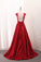Satin Straps Prom Dresses A Line With Applique And Beads Open Back
