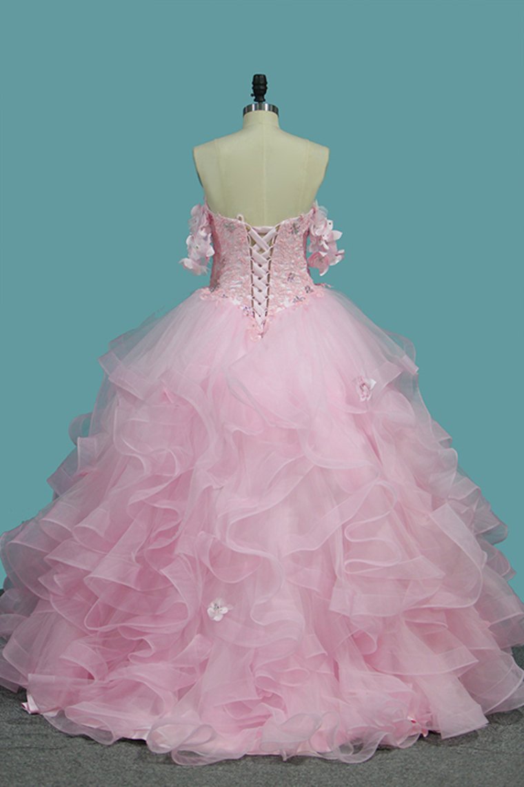 Sweetheart Quinceanera Dresses Tulle With Applique And Beading Ball Gown