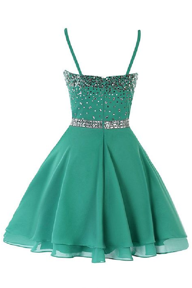 New Arrival Homecoming Dresses A Line Spaghetti Straps With Beads Chiffon