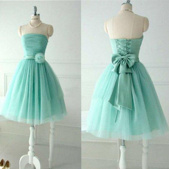 Lovely Strapless Mint Tulle Short For Teens Marie Homecoming Dresses CD11446