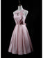 Cute Pink Homecoming Dresses Satin Ryann Short Halter With Bow CD12410