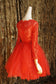 Mildred Lace Homecoming Dresses Red Dress Red Tulle Short CD12588