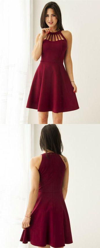 Burgundy Short Elegant Val Homecoming Dresses Party Gowns Simple Fall CD12999