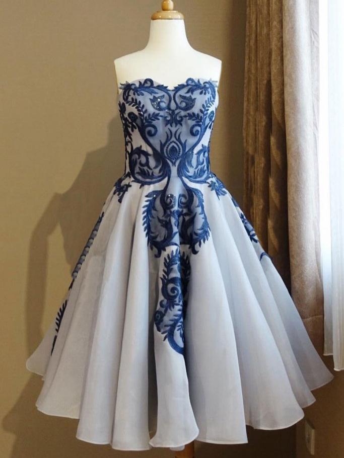 A-Line Sweetheart Short Dresses Homecoming Dresses Royal Blue Dulce Vintage CD1882