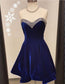 Simple A-Line Short Homecoming Dresses Royal Blue Kit Velvet CD2136