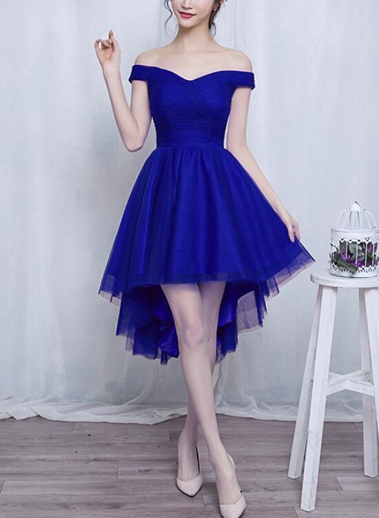 Off Shoulder Tulle Simple Homecoming Dresses Jess High Low CD2156