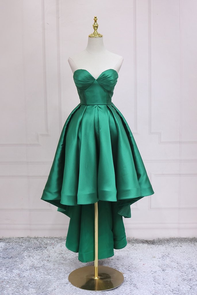 Green Fashionable High Homecoming Dresses Satin Vera Low Party Dress CD22426