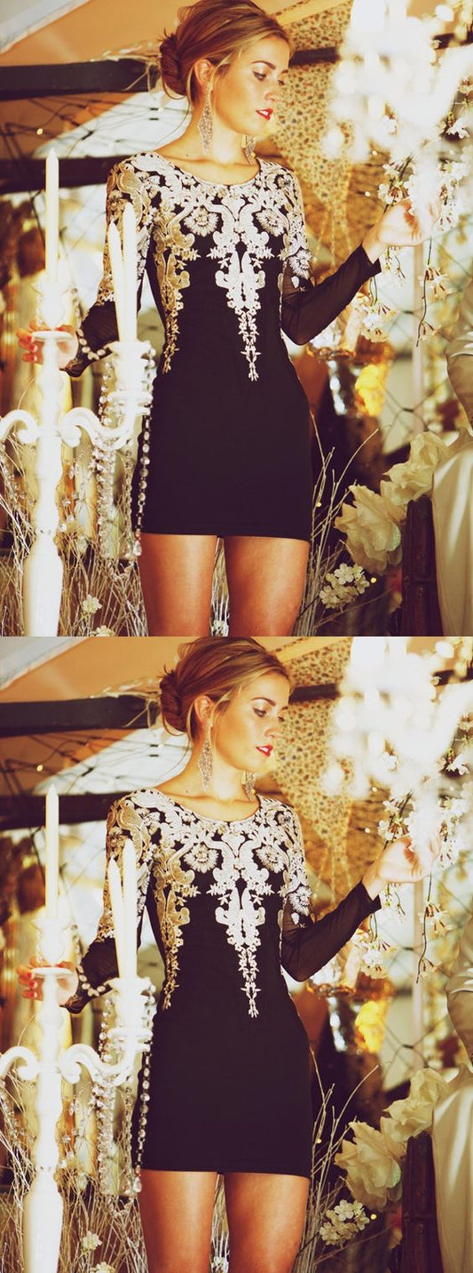 Homecoming Dresses Lace Janae Cocktail Short Mini Embroidered Vintage Dress Appliqued Black Party CD2279
