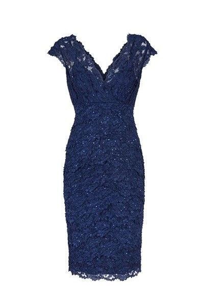 Sexy Rosalyn Homecoming Dresses Lace V Neck Navy Blue Short Mother Of The Bride Dress CD23435