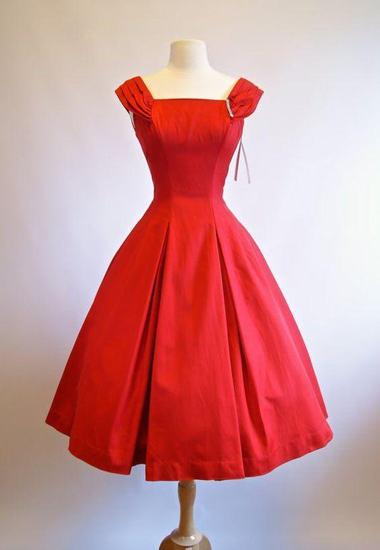 1950S Vintage Ball Gown Red Mini Short Dress Cocktail Homecoming Dresses Gwendolyn Party Gowns