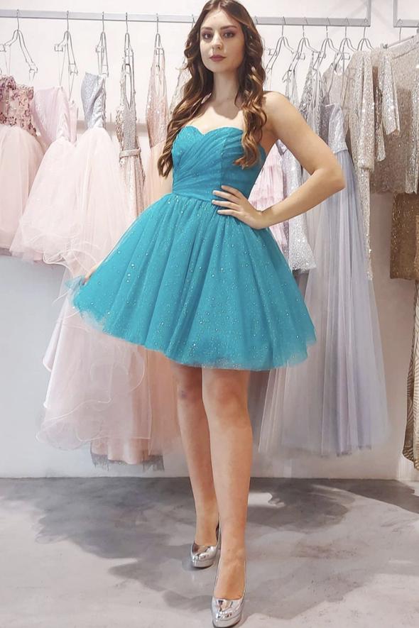 Blue Tulle A Line Homecoming Dresses Yoselin Short Fashion Dress CD24151