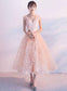 V Homecoming Dresses Pink Gracelyn Neck Tulle Short Dress CD2550