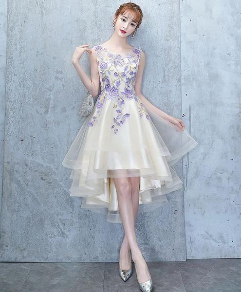 Light Lace Ryann Homecoming Dresses Champagne Tulle Short Dress CD2559