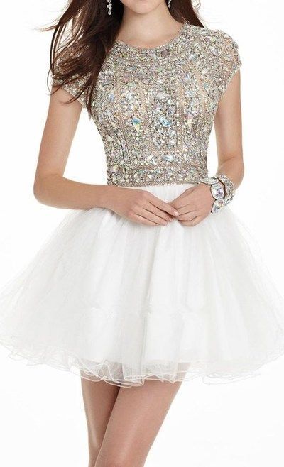 Luxury Crystal Beaded Dress Short Tulle Homecoming Dresses Katharine Gown CD2880