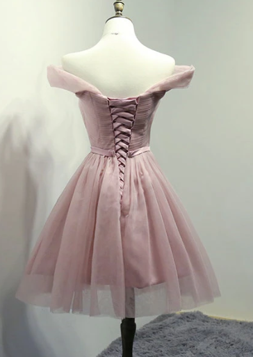 PINK TULLE OFF SHOULDER Homecoming Dresses Mimi SHORT DRESS PINK CD3833