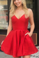 Sexy Red Mini Party Dress Short Madge Homecoming Dresses Satin Cocktail Red Dress CD424