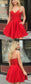 Sexy Red Mini Caitlin Satin Homecoming Dresses Cocktail Party Dress Short Red Dress CD437