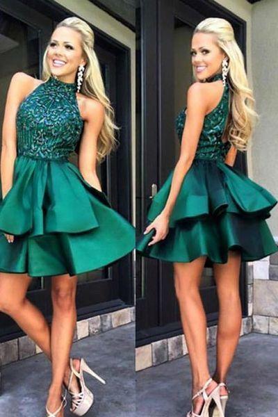 Splendid Open Back Pretty Green Homecoming Dresses Prudence Short A-Line Short CD5041