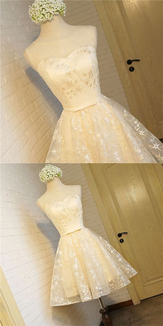 Champagne Scarlett Homecoming Dresses Short Party Dress Fashion Girl Dress CD5055