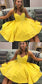 A-Line Yellow Short Party Phyllis Homecoming Dresses Satin Dress CD5190