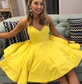 A-Line Yellow Short Party Phyllis Homecoming Dresses Satin Dress CD5190