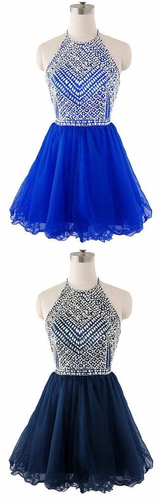 Beaded Top With Halter Strap Averie Homecoming Dresses Back To School Dresses CD5659
