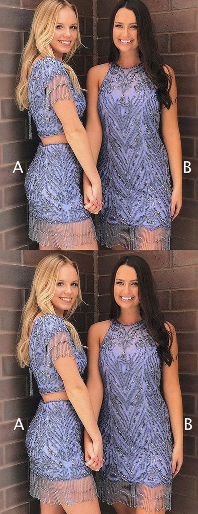 Adelaide Homecoming Dresses Lavender Silver Beading Sequin Mismatched Sheath CD756