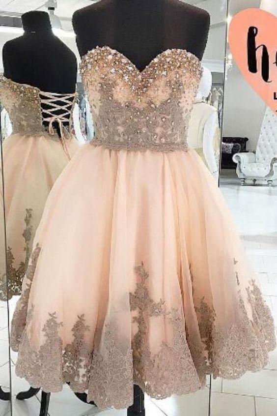 2024 Hot Selling Tulle Sweetheart Monique A Line Homecoming Dresses Lace With Appliques CD8345