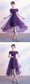 Cute Purple Appliqued Dress Lace Homecoming Dresses Justine Short Dress For CD858