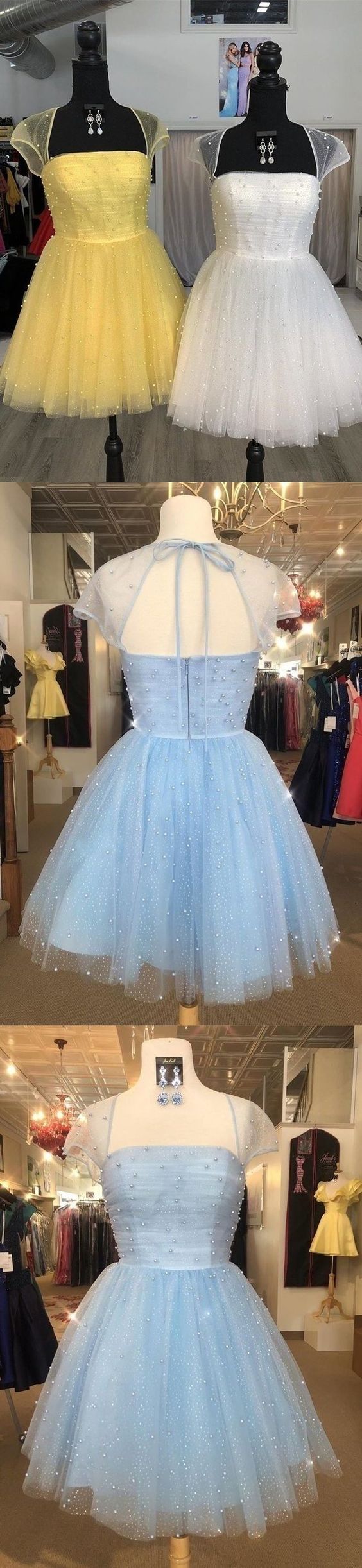 Sparkle Beaded Cap Sleeves Tulle Sweet 16 Mila Homecoming Dresses Dresses CD8833