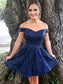 Off Shoulder Homecoming Dresses Lace Eva Royal Blue Sequin CD998