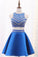 Homecoming Dresses A-Line Scoop Satin Beads&Sequins Short/Mini