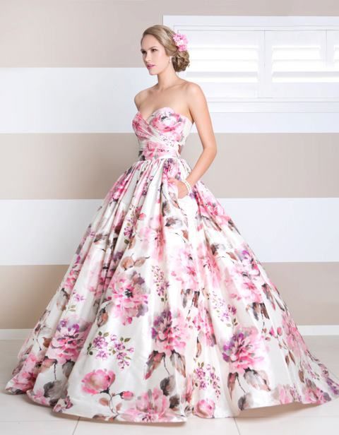 Ball Gown Printed Satin Sweetheart Sleeveless Wedding Dress JS684