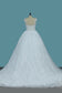 Straps Tulle Ball Gown Wedding Dresses With Applique Chapel Train
