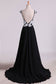 Prom Dresses A Line Scoop Open Back With Applique & Slit Sweep Train Chiffon