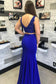 Mermaid Two Piece Formal Prom Dress Spandex Beads&Appliques