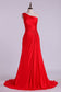 One Shoulder Pleated And Fitted Bodice Prom Dress Pick Up Shirred Skirt Court Train