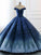 Ball Gown Navy Blue Lace Applique Ombre Off the Shoulder Princess Quinceanera Dresse JS269