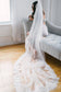 Alencon Lace Trim Long Ivory Veil for Wedding Wedding Veil UK JS867