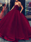 Gown Sweetheart Ball Sleeveless Organza Floor-Length Dresses