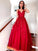 A-Line/Princess V-neck Tulle Floor-Length Applique Sleeveless Dresses